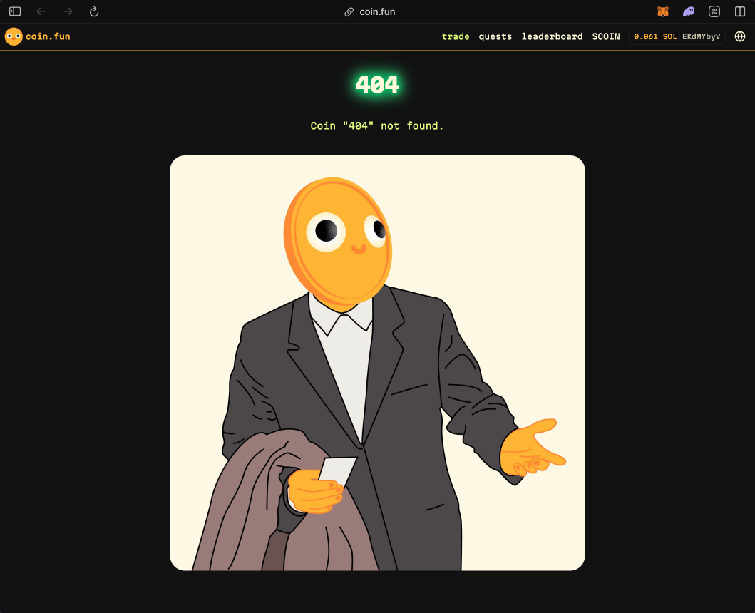 Coin.fun 404 Page